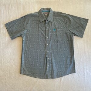 Cinch short sleeve men’s XL green button down western cowboy rodeo pocket